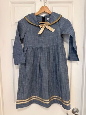 NWT A.T.U.N. Chambray Cotton Sailor Dress 9-10Y